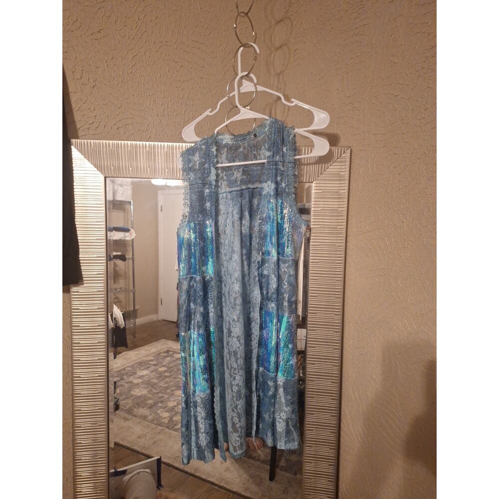 Origami Small Blue Lace Duster
